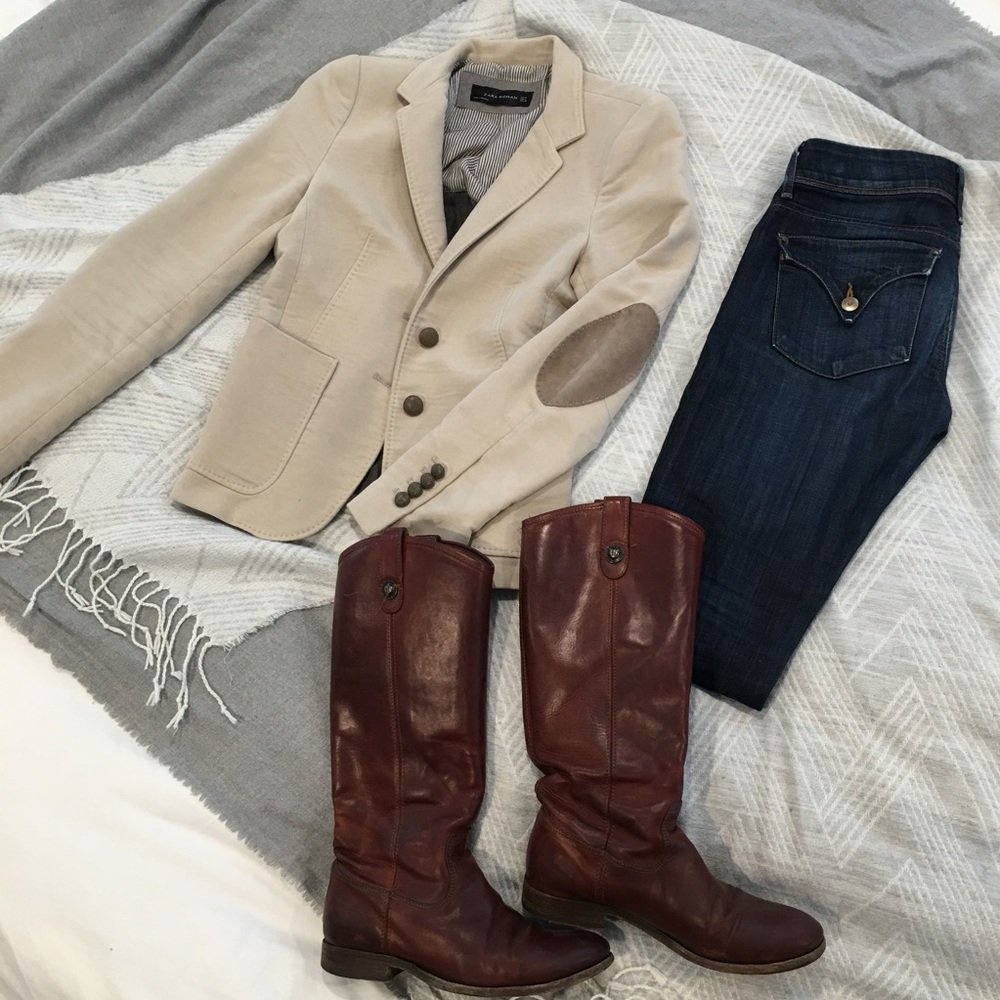 Zara Woman taupe suede blazer size small